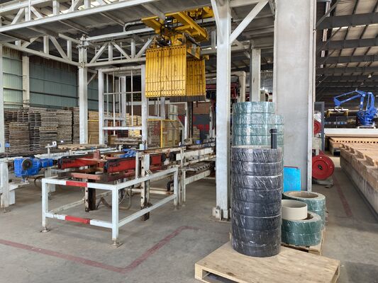 Sistema automático de descarga e embalagem de tijolos cozidos na linha de produção de tijolos de argila com secador de túnel, forno de túnel